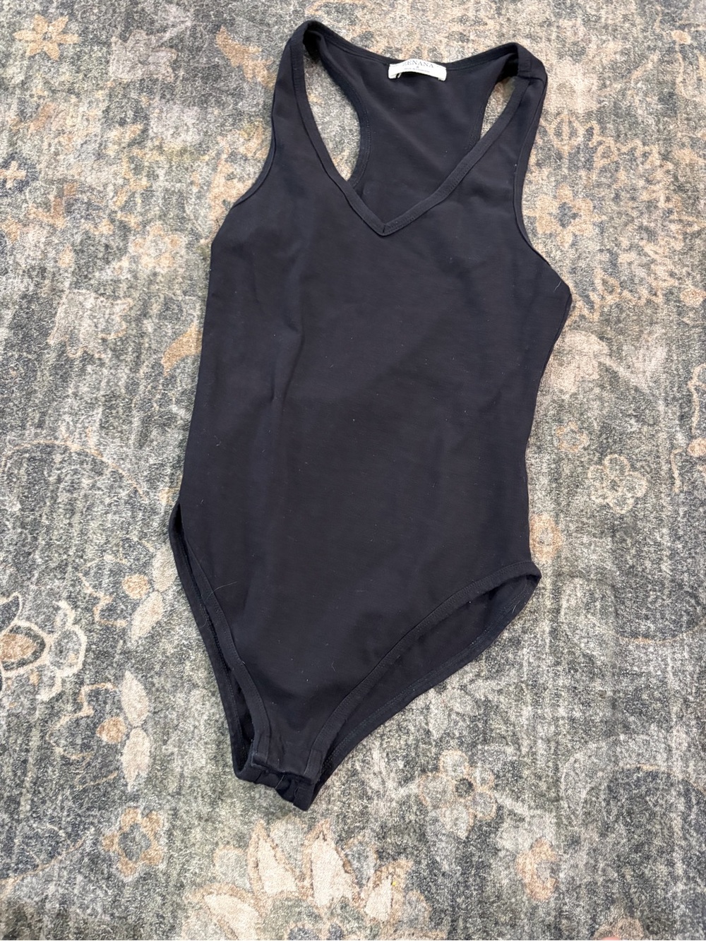 Zenana Outfitters Black Racerback V-Neck Bodysuit